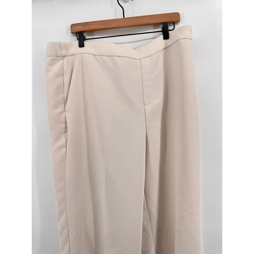 Banana Republic Hayden Wide-Leg Crepe‎ Pants Beige High-Rise XL 762785-03